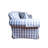 Simple Blue And White Plaid Sofa Upholstered 82.6'' Sofa