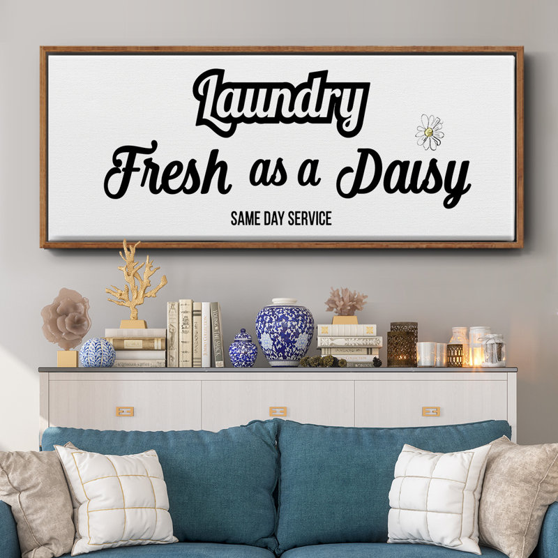 Daisy Laundry- Framed Canvas, 20" H x 50" W