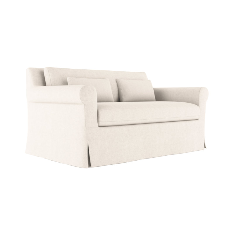 Ludlow Rolled-Arm Skirted Loveseat, 34" H x 60" W x 42" D, Dark Brown, Plush Velvet Alabaster