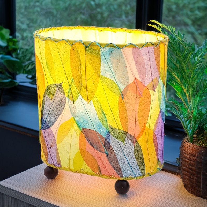 Lampe de table noire 9 po Gertie, Vert / Mauve / Bleu