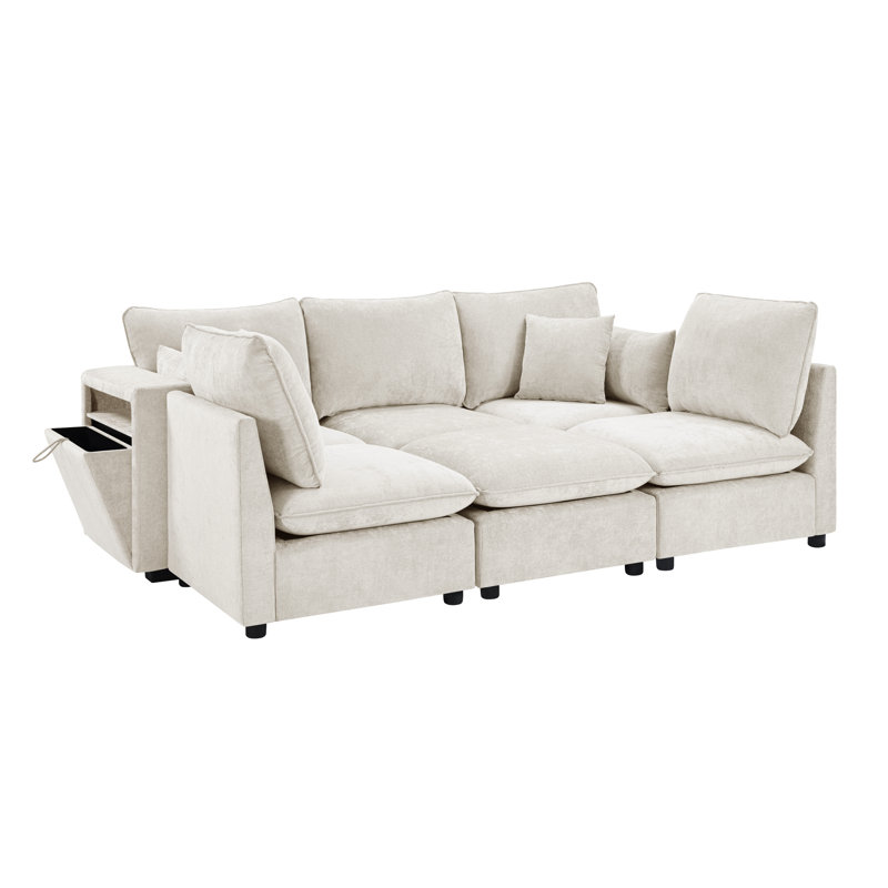 Versatile Modern Beige Sectionals With Storage And Usb Ports