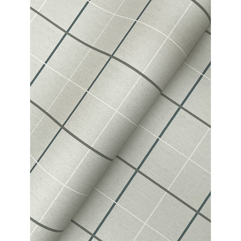 Papier peint à carreaux gris Tattersall, Gris
