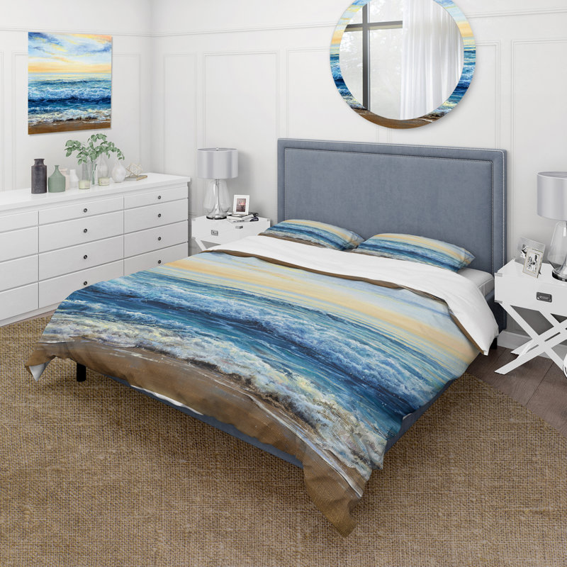 Ocean Waves At Dawn - Ensemble de housse de couette nautique et côtier - Polyester en microfibre