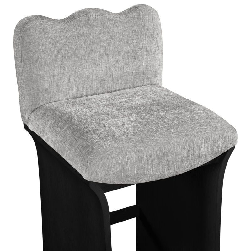 Tabouret de comptoir Shaw Cassady, Noir, Tissu gris chenille