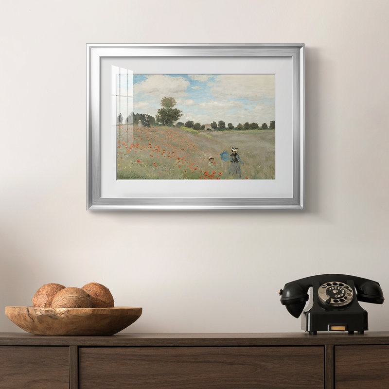 Coquelicots à Argenteuil (Les Coquelicots) - Claude Monet - reproduction encadrée avec passe-partout et verre - 1873, Argent