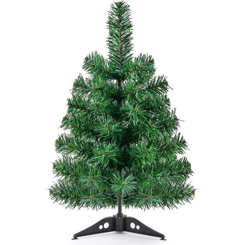 Arbre de Noël artificiel de table vert 17,7 pouces avec support en plastique Mini pin de Noël pour la décoration intérieure et extérieure