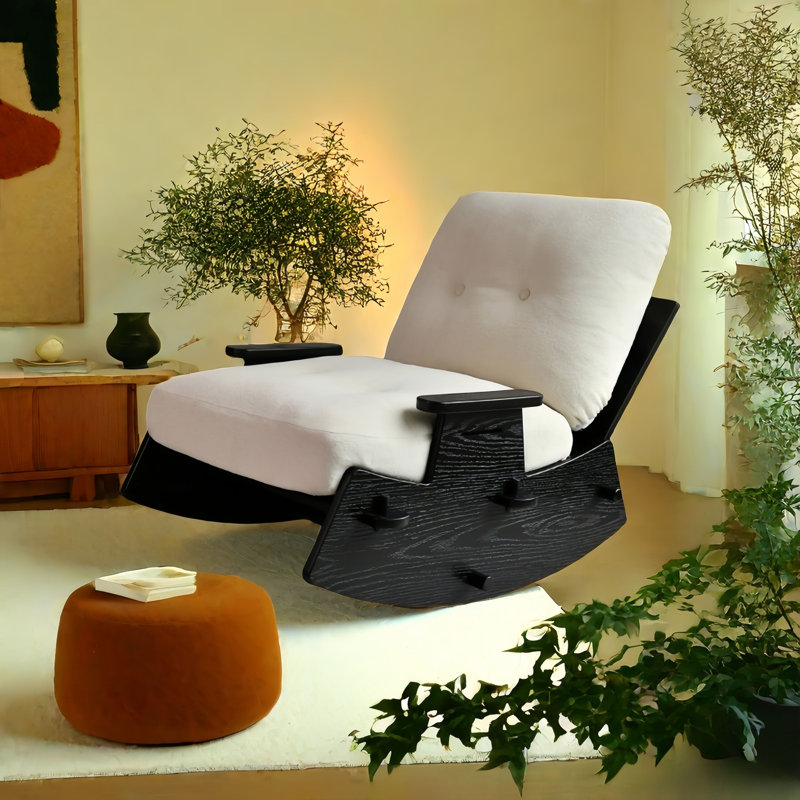 Chaise berçante moderne en bois massif rembourré