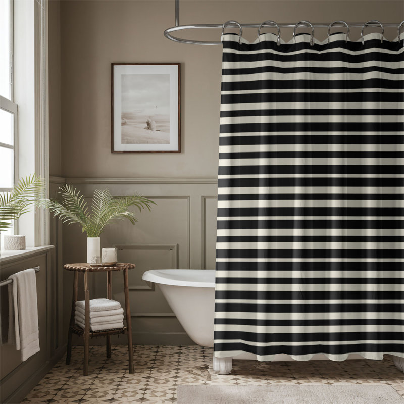 Tan Stripes - Premium Shower Curtain, 74"H x 71"W