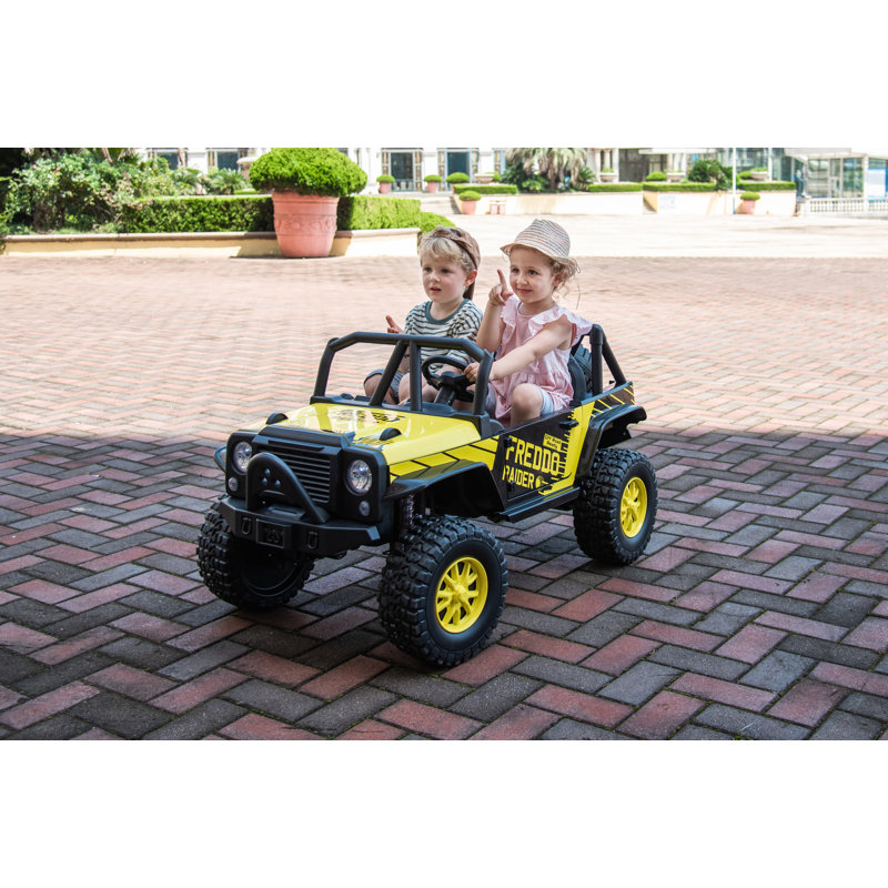 Freddo Jouets 24V Raider Off-Road UTV 2 places Ride-On avec télécommande parentale, Jaune