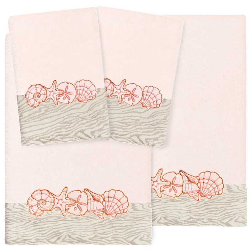 4 Piece 100% Turkish Cotton Towel Set, Blush