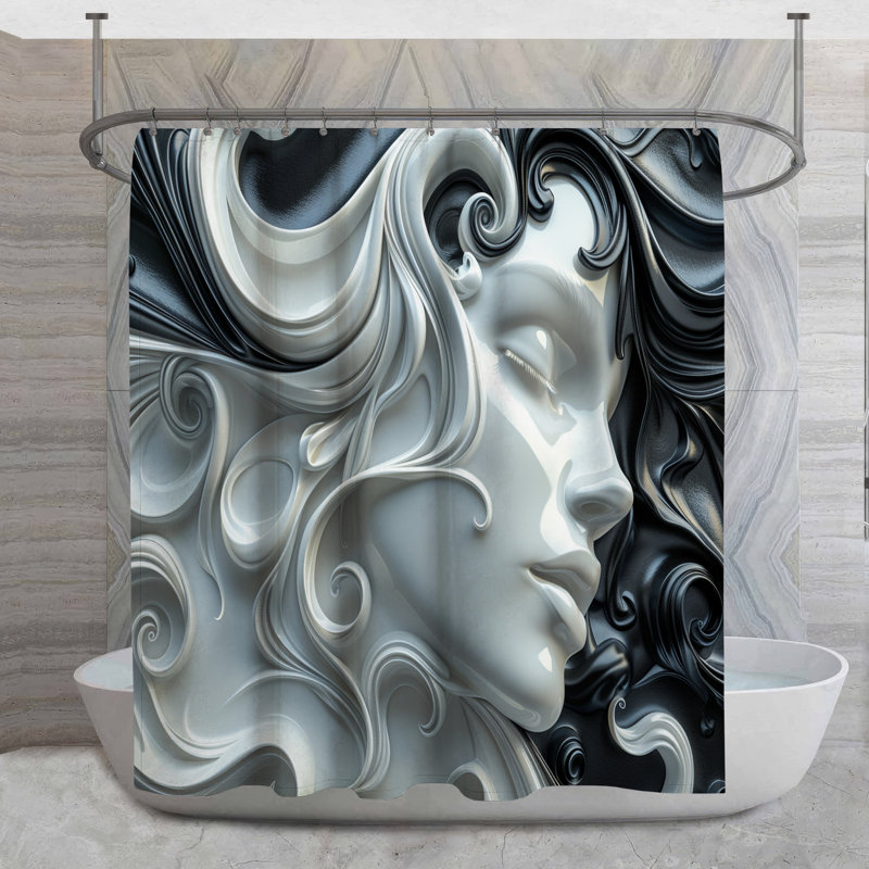 Rideau de douche face à la silhouette - Portrait décor de salle de bain 16699, H 84 po x l 70 po