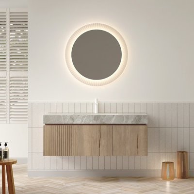 Meuble-lavabo 48 po avec lavabo en contreplaqué flottant avec tiroir et portes, comptoir en fritté et lavabo en céramique avec 1 trou de robinet pré-percé, pré-assemblé