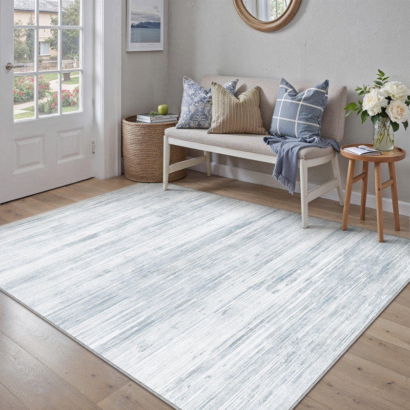  Tapis texturé abstrait bleu clair Luminae, Rectangle 5 pi x 7 pi, Bleu clair