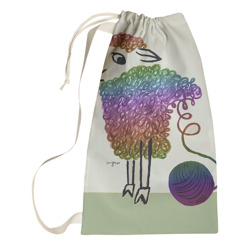 Sac à linge Barclee, Grand (H 76,5 po x l 29,5 po x P 1,5 po), Vert / Rose / Mauve