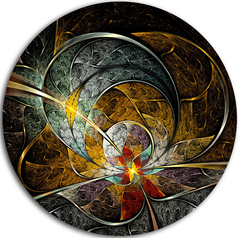 " Symmetrical Yellow Digital Art Flower ", 23" H x 23" W x 1" D