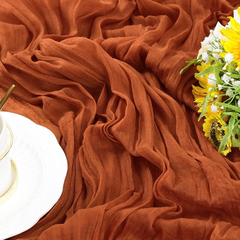 Mihrican Runner No Pattern Cotton Table Runner, Terracotta