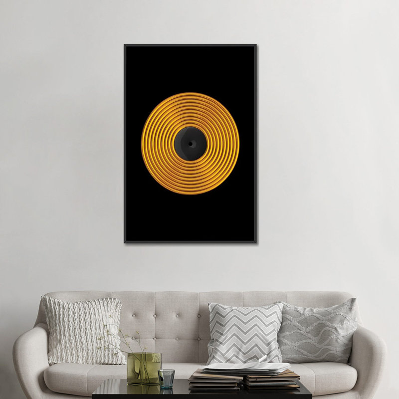 «Vinyle», impression sur toile, H 26 po x l 18 po x P 1,5 po, Toile avec cadre noir, Pas de tapis