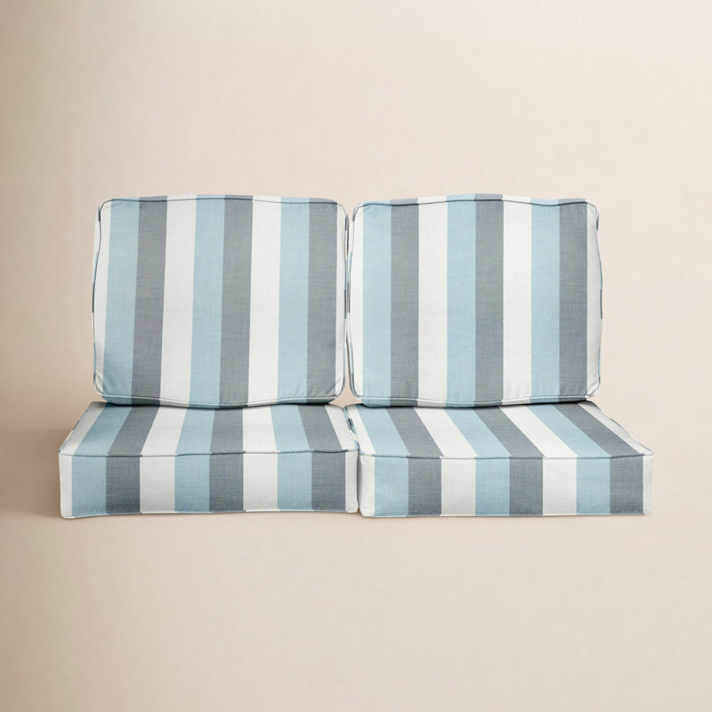 Coussins Belva, Sunbrella® à rayures bleues, L 29 po x P 18 po