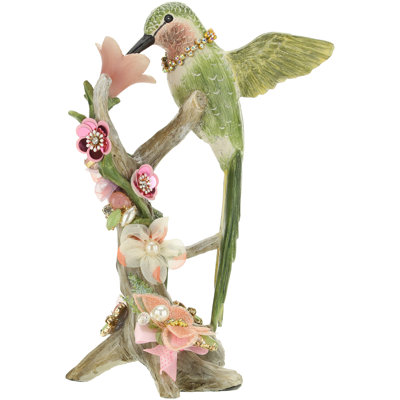Jeweled Hummingbird on Trunk Sculpture