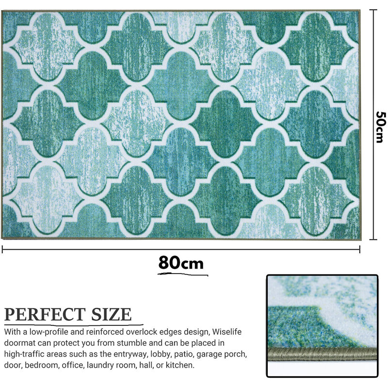 Adile Non-Slip Geometric Indoor Doormat, Rectangle 50 x 80cm