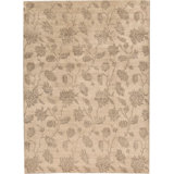 Himalayan Wool Floral Area Rug in Beige