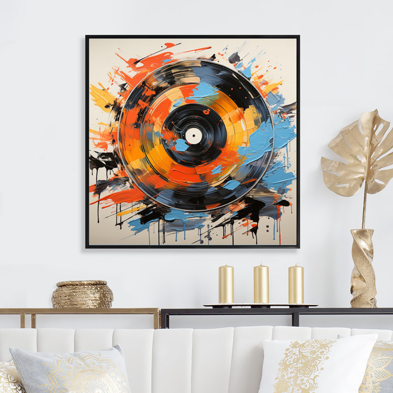 Fusion de vinyle sur toile, H 24 po x l 24 po x P 1 po, Cadre flottant noir