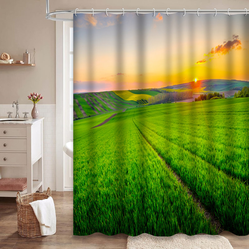Magnifique rideau de douche avec 12 crochets Sunset, L 72 po x l 72 po