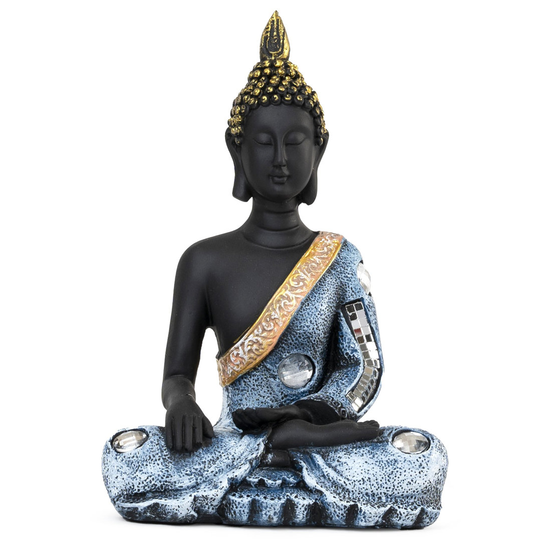 Small Polyresin Buddha Statue, 8" Black Home Office Decor Bungalow Rose