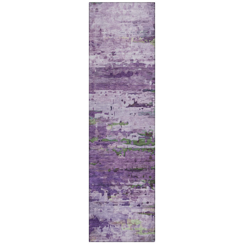 Machine Washable Indoor/Outdoor Xhevrie Purple Rug, Runner 2'3" x 7'6"