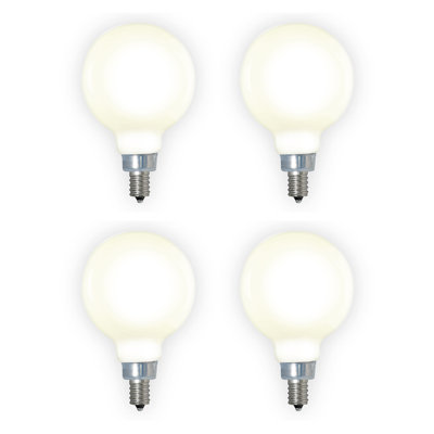 40 Watt Equivalent, G16 LED, Milky Dimmable Light Bulb, Cool White (3000K) E12/Candelabra Base