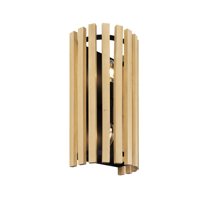 Suratto Wall Sconce - 16"H - Matte Black/Honey Blonde, Honey Blonde