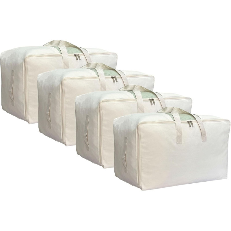 Grands sacs de rangement souples en toile avec fermeture à glissière et fenêtre transparente, 80 L, paquet de 4