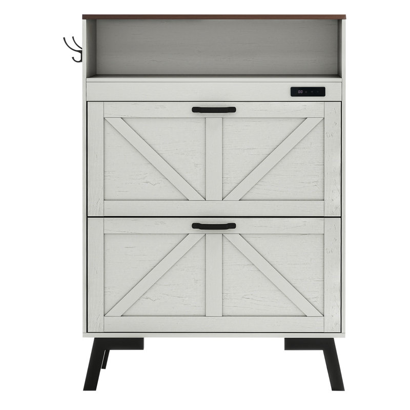 16-18 Pair Flip-Lid Barn Style Shoe Storage Cabinet with Disinfection Function, 47“ H x 31.5" W x 9.4" D