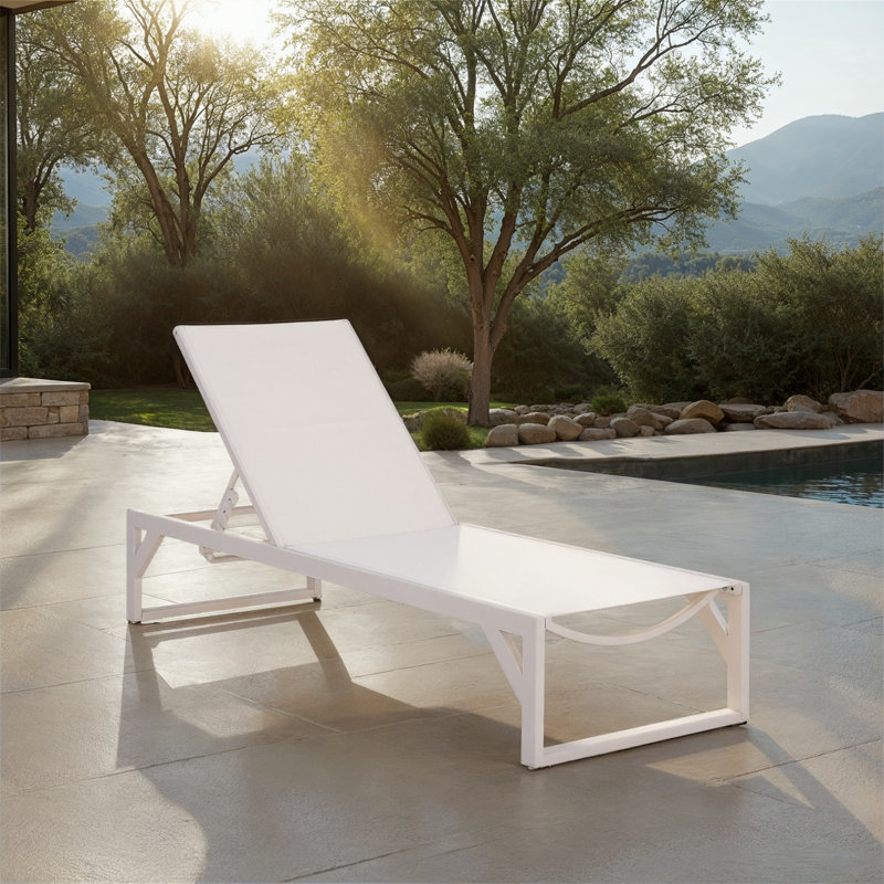 Jordan Aluminum Lounger, White/White