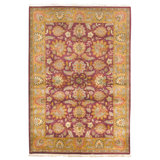 Hand Knotted Wool Oriental Area Rug in Red And Gold