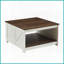 Noyer de ferme & amp; Table basse ivoire à 2 niveaux avec rangement, facile à nettoyer pour le salon