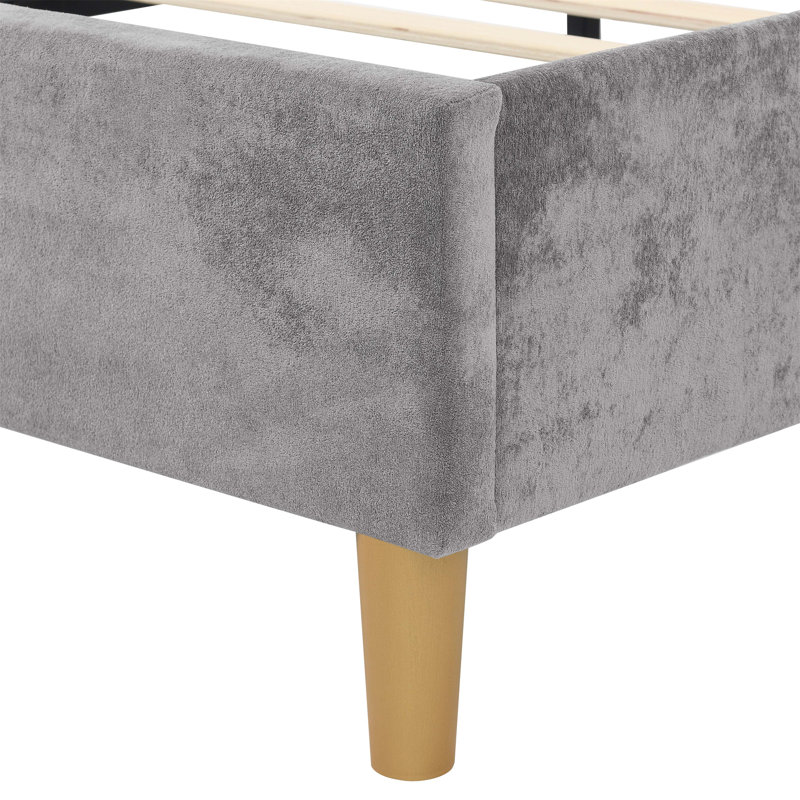 Luxelegance Upholstered Bed Frame, Gray