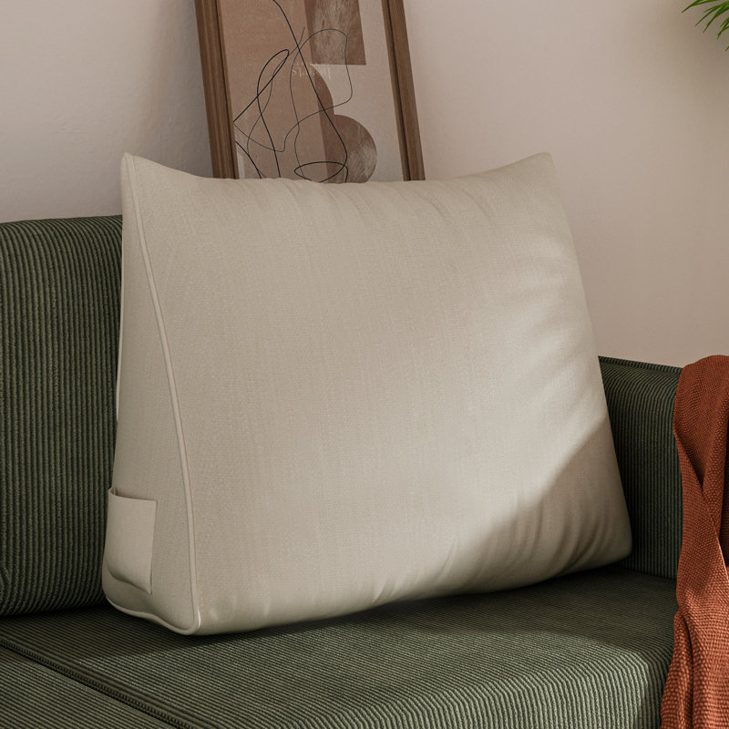 Cotton Linen Sofa Back Support Wedge Pillow Decorative Bed Throw Pillow, Beige Compression, Beige