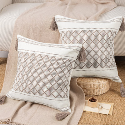 Housse de coussin en coton mélangé à carreaux