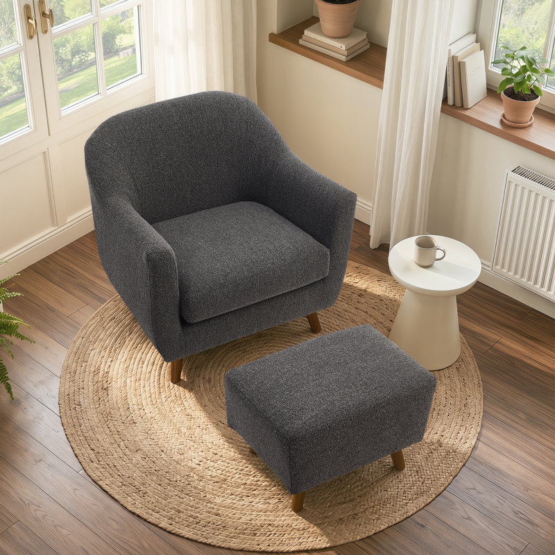 Fauteuil d'appoint avec repose-pieds Kaya Mordern Upholstery, Gris foncé