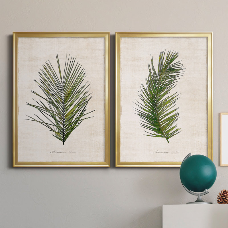 Palm Botanical I - ensemble de 2 photographies sur toile, H 26,5 po x l 73 po, Toile encadrée, Doré