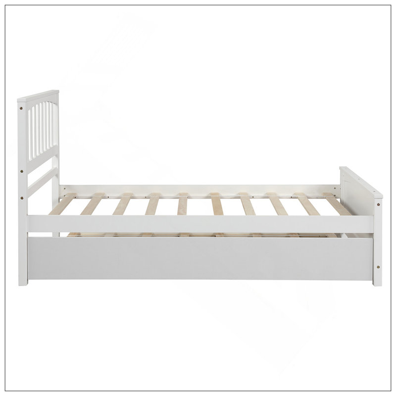 Lit plateforme simple avec lit gigogne, blanc