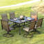 Ensemble repas d'extérieur 5 pièces, tissu en polyester enduit de PVC, structure en fer thermolaqué-1026101071-1027658903-1026101070