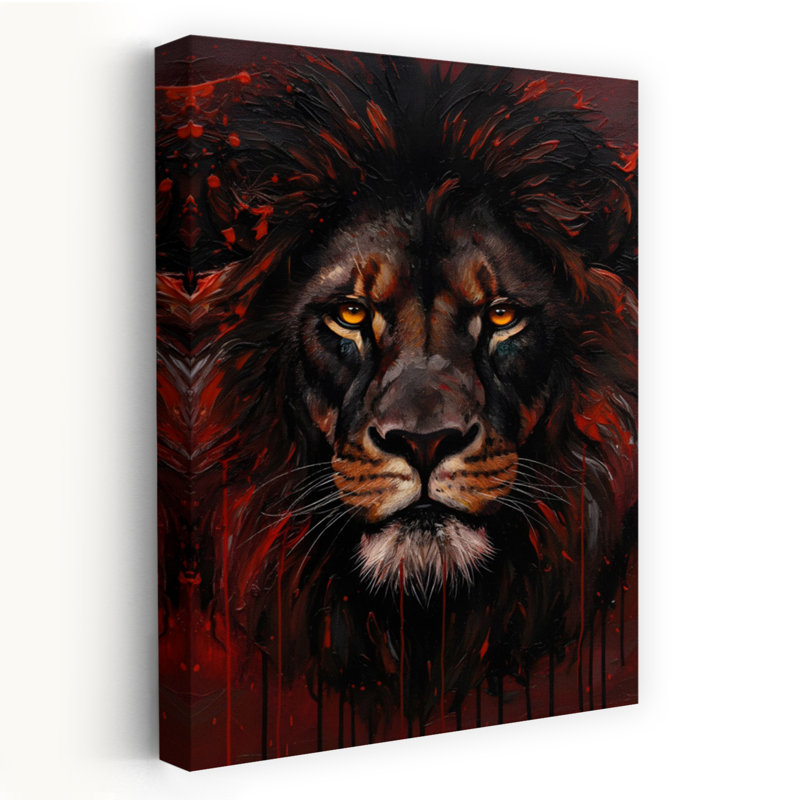 Reproduction d'art mural Wildfire Lion, 18" H x 12" W