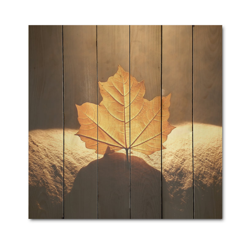 Feuille de bronze dévoilée - feuilles, art mural sur bois de pin naturel, H 25 po x l 25 po