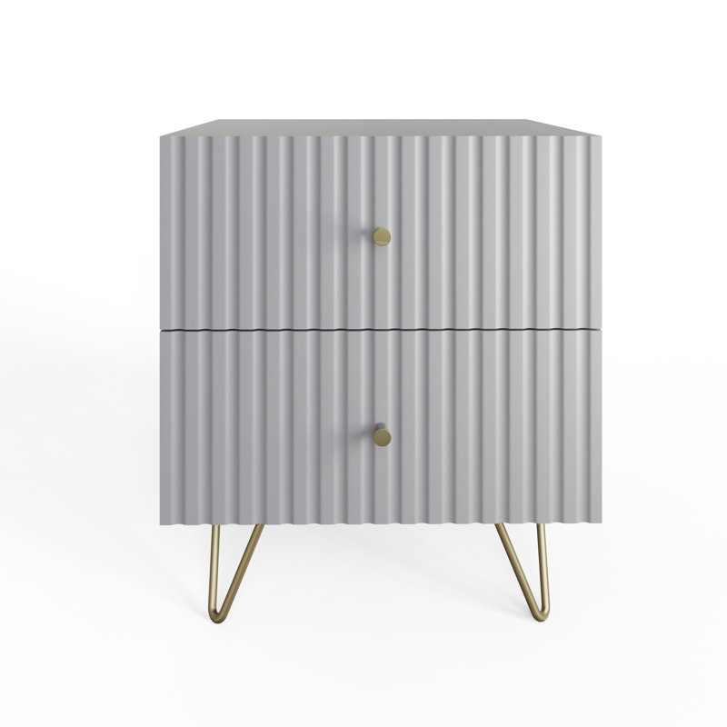 Alipio 40cm W Manufactured Wood Bedside Table, Grey