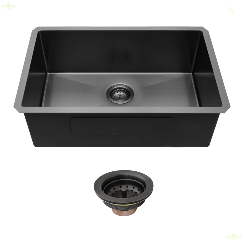 Évier de cuisine encastré 33 "x 19" x 10 "avec cuve simple de calibre 16 avec ensemble de bonde