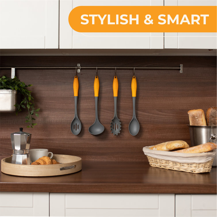 Set of Wooden Handled Cooking Utensils - Dishwasher Safe - Nylon