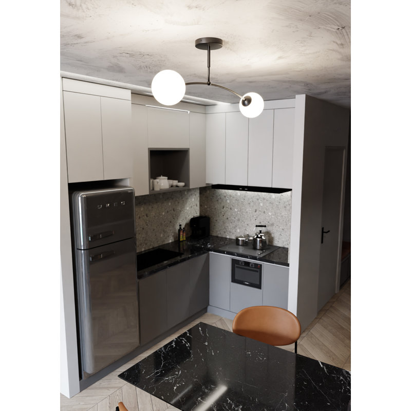 Pamplona Glass Semi Flush Mount, Black