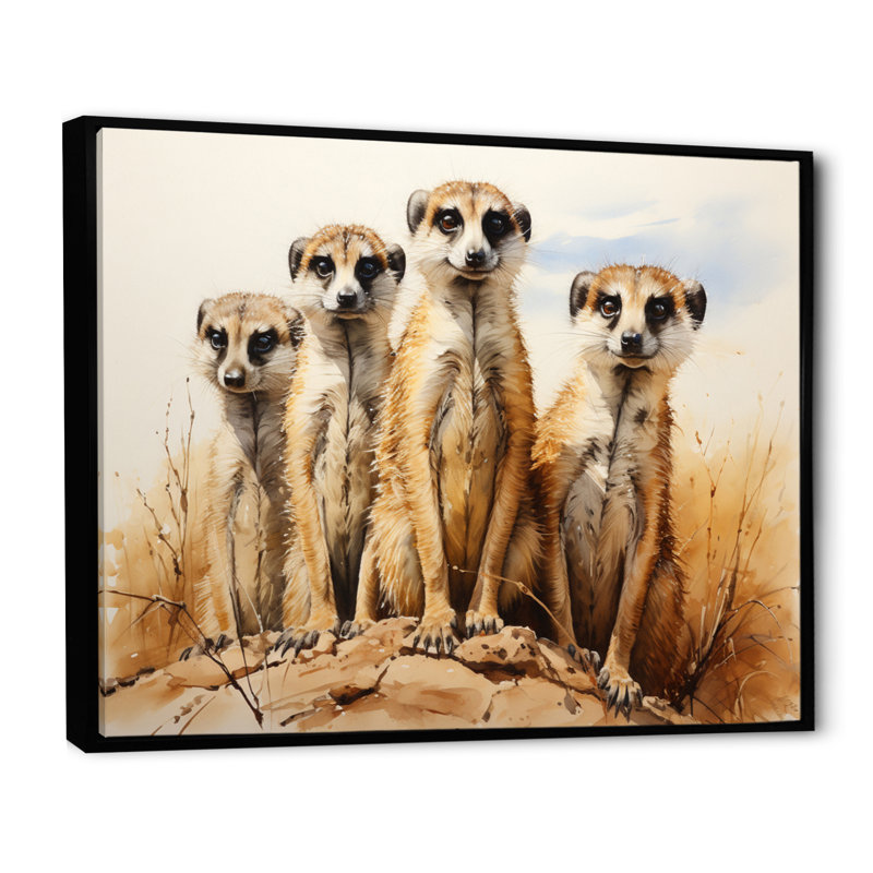 Impression sur toile, "Afrique suricate", H 30 po x l 40 po x P 1,5 po, Cadre flottant noir